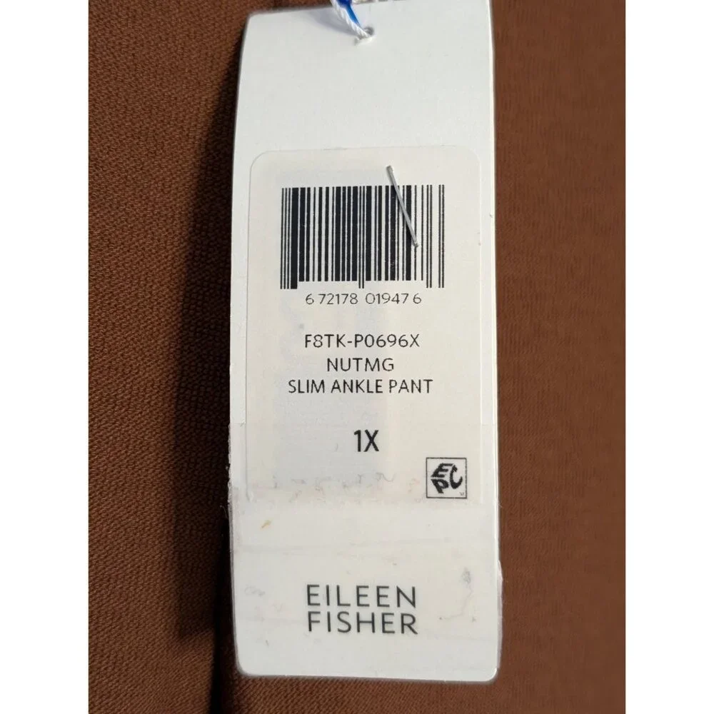 Eileen Fisher 1X Nutmeg Washable Stretch Crepe Slim Ankle Pants Womens USA Made - Picture 6 of 15